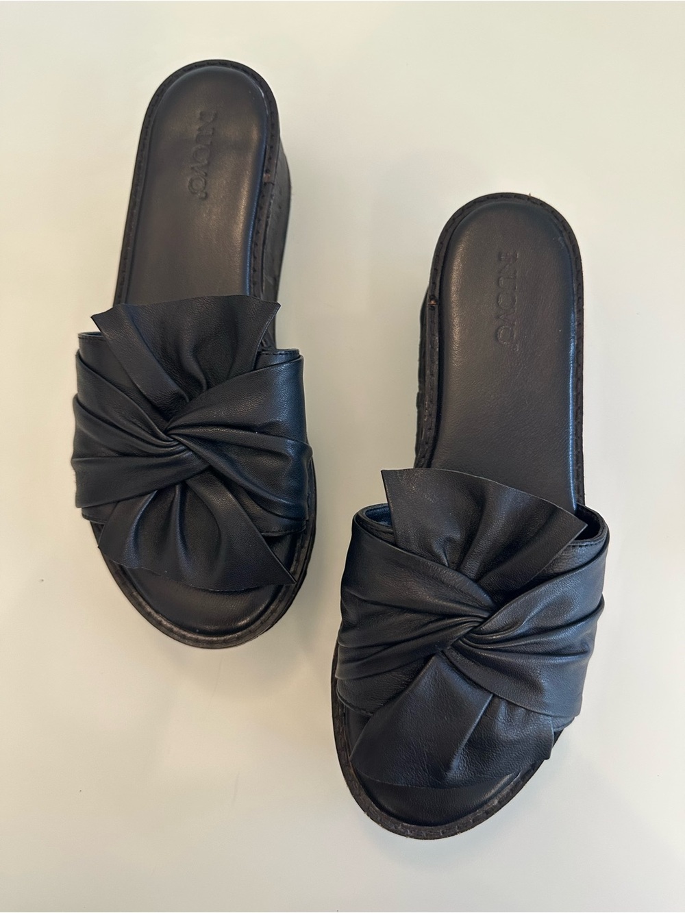 INUOVO | Black Leather Platform Slide Sandals | Size 41 / Size 11 - Picture 9 of 16